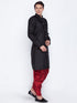 Vastramay Cotton Blend Black Baap Beta Sherwani Set